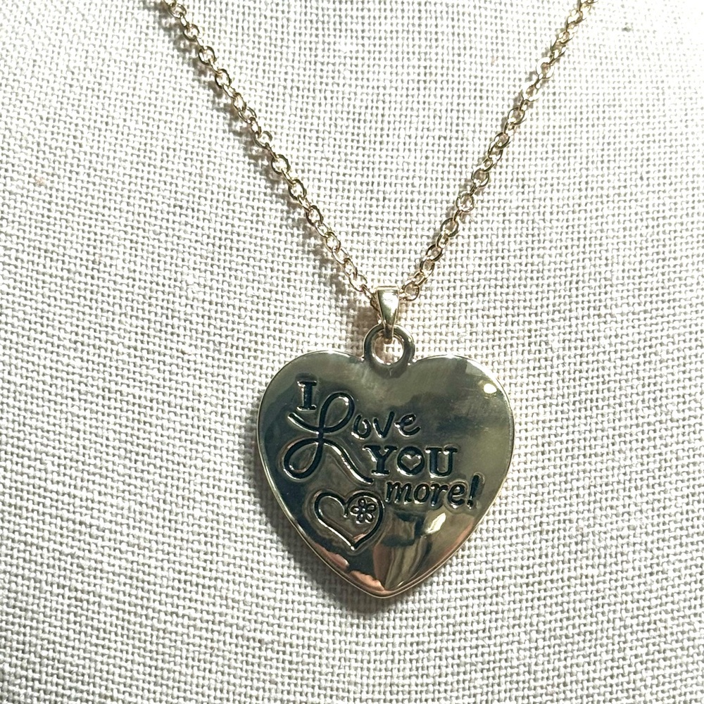 “I Love You More” Gold Heart Pendant Necklace